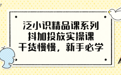 泛小识精品课系列:抖加投放实操课,干货慢慢,新手必学(12节视频课)