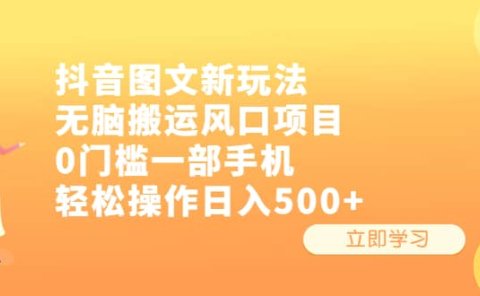 抖音图文新玩法,无脑搬运风口项目,0门槛一部手机轻松操作日入500+