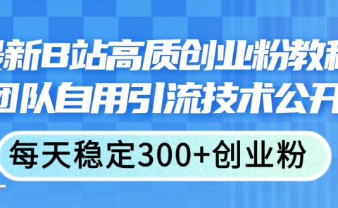 最新B站高质创业粉教程，团队自用引流技术公开