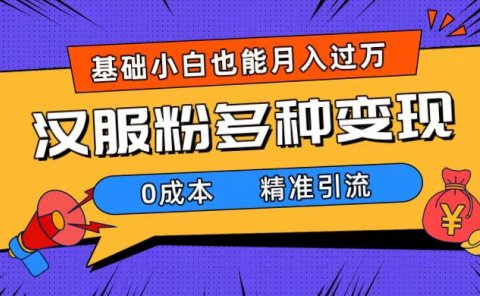 一部手机精准引流汉服粉，0成本多种变现方式，小白月入过万（附素材+工具）