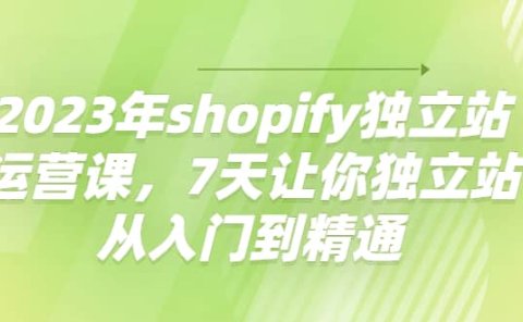 2023年shopify独立站运营课,7天让你独立站从入门到精通