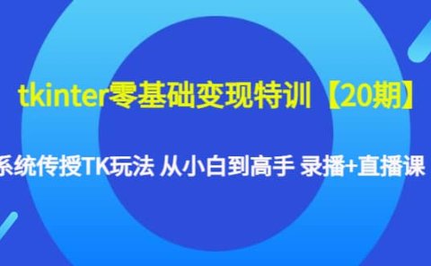 tkinter零基础变现特训【20期】系统传授TK玩法 从小白到高手 录播+直播课