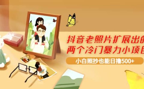 抖音老照片扩展出的两个冷门暴力小项目,小白照抄也能日撸500+