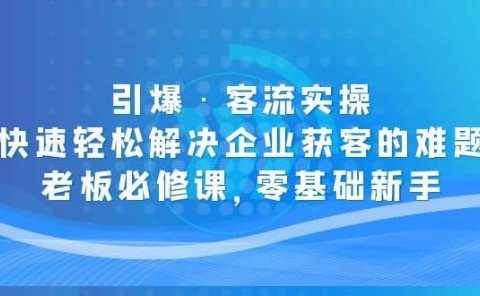 引爆·客流实操:快速轻松解决企业获客的难题,老板必修课,零基础新手