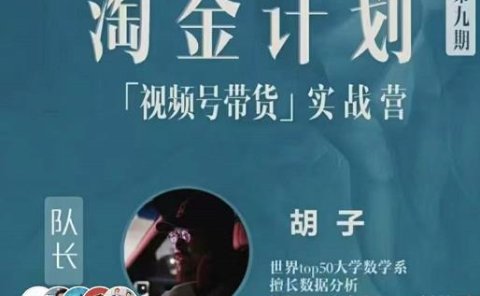 胡子·淘金计划之视频号带货实战营,带你玩转视频号