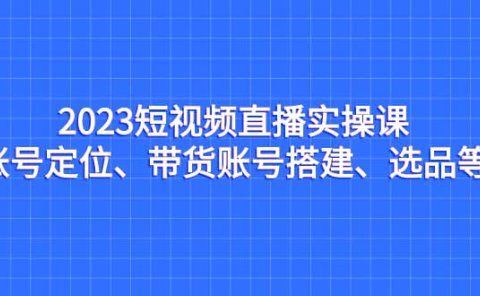 2023短视频直播实操课，账号定位、带货账号搭建、选品等