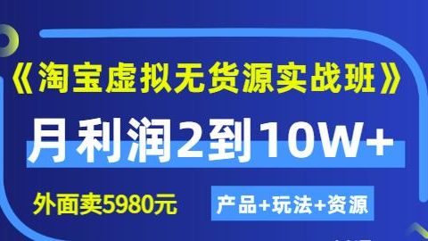 《淘宝虚拟无货源实战班》线上第四期:月利润2到10W+(产品+玩法+资源)