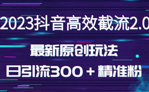 日引300＋创业粉，独家抖音高效截流2.0玩法（价值1280）