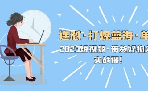 连怼·打爆蓝海·单品，2023短视频·带货好物分享·实战课