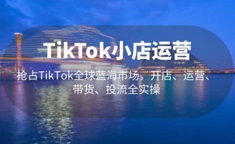 TikTok小店运营 抢占TikTok全球蓝海市场,开店、运营、带货、投流全实操