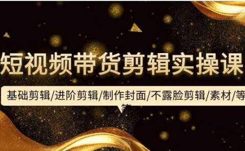 短视频带货剪辑实操课:基础剪辑/进阶剪辑/制作封面/不露脸剪辑/素材/等等