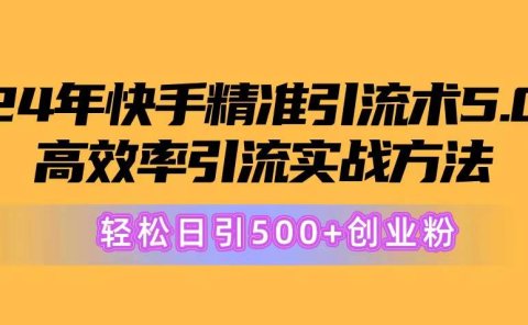 24年快手精准引流术5.0,高效率引流实战方法,轻松日引500+创业粉