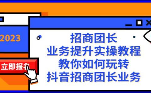 招商团长-业务提升实操教程，教你如何玩转抖音招商团长业务（38节课）