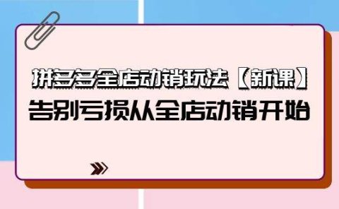 拼多多全店动销玩法【新课】,告别亏损从全店动销开始(4节视频课)