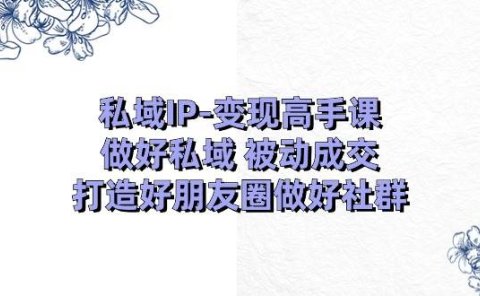 私域IP-变现高手课:做好私域 被动成交,打造好朋友圈做好社群(18节)