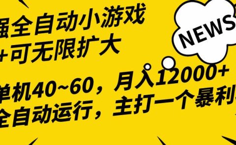 2024最新全网独家小游戏全自动，单机40~60,稳定躺赚，小白都能月入过万