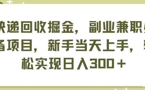 快递回收掘金,副业兼职必备项目,新手当天上手,轻松实现日入300+