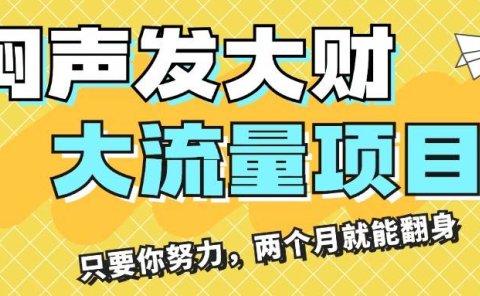闷声发大财,大流量项目,月收益过3万,只要你努力,两个月就能翻身