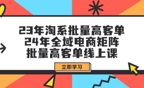 23年淘系批量高客单+24年全域电商矩阵,批量高客单线上课(109节课)