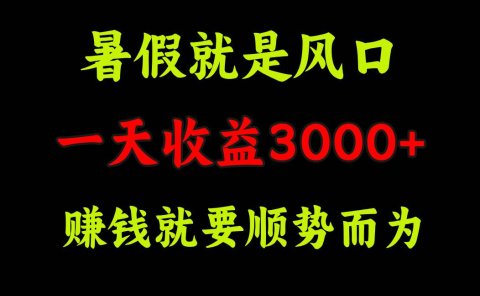 一天收益3000+ 赚钱就是顺势而为,暑假就是风口