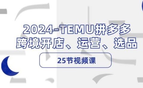 2024-TEMU拼多多·跨境开店、运营、选品(25节视频课)