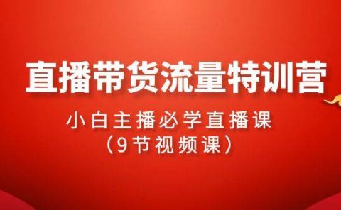 2024直播带货流量特训营，小白主播必学直播课（9节视频课）