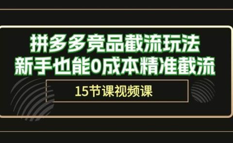 拼多多竞品截流玩法,新手也能0成本精准截流(15节课)