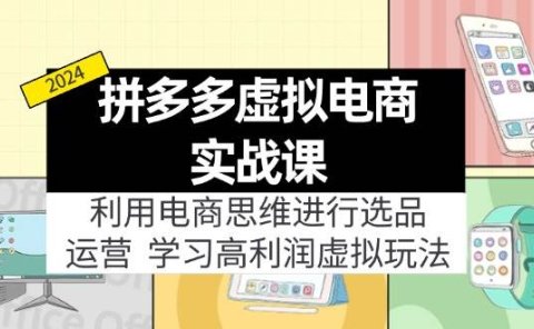拼多多虚拟电商实战课:利用电商思维进行选品+运营,学习高利润虚拟玩法
