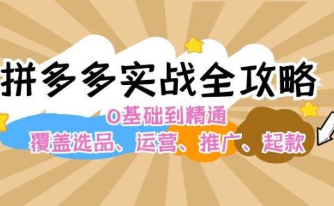 拼多多实战全攻略:0基础到精通,覆盖选品、运营、推广、起款