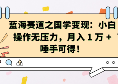 蓝海赛道之国学变现：小白操作无压力，月入 1 万 + 唾手可得！