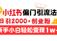 小红书偏门引流法,日引2000+创业粉,新手小白轻松变现1w+