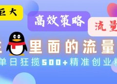 流量蓝海,抓住QQ里面的流量密码!高效策略,流量巨大,实操单日狂揽500+精准创业粉