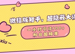 微信版知乎,超隐蔽流量入口,一小时引流100人,粉丝质量超高