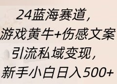 24蓝海赛道，游戏黄牛+伤感文案引流私域变现，新手日入500+