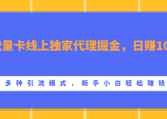 流量卡线上独家代理掘金,日赚1000+ ,多种引流模式,新手小白轻松赚钱