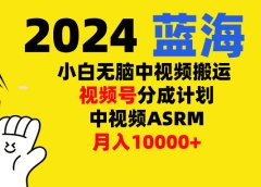 小白无脑复制-中视频视频号-分成计中视频ASRM