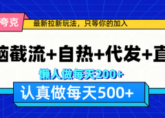 悟空、夸克拉新,无脑截流+自热+代发+直播,日入500+