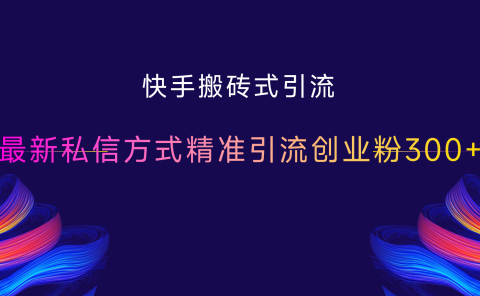 快手搬砖式引流,最新私信方式,精准引流创业粉300+