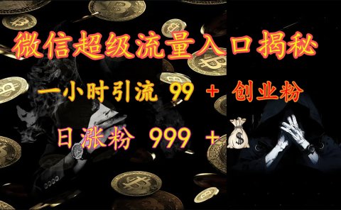 微信超级流量入口揭秘:一小时引流 99 + 创业粉,日涨粉 999 +【揭秘】