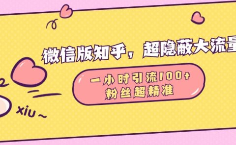 微信版知乎,超隐蔽流量入口,一小时引流100人,粉丝质量超高