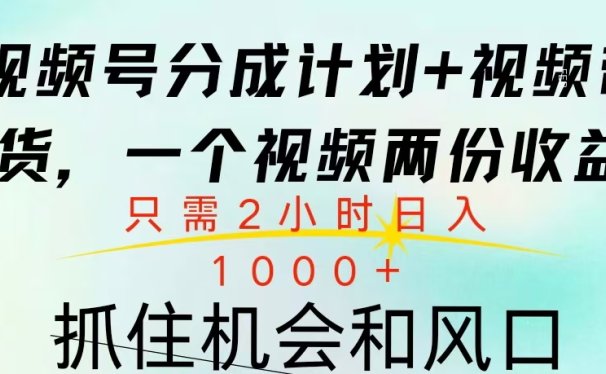 视频号橱窗带货, 10分钟一个视频, 2份收益,日入1000+