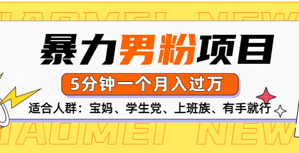 男粉项目,5分钟一个,无脑月入五位数