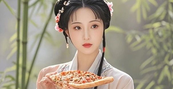 豆包最新更新,输入一句话P图,给林黛玉换金发、让林黛玉吃披萨,完全免费使用!