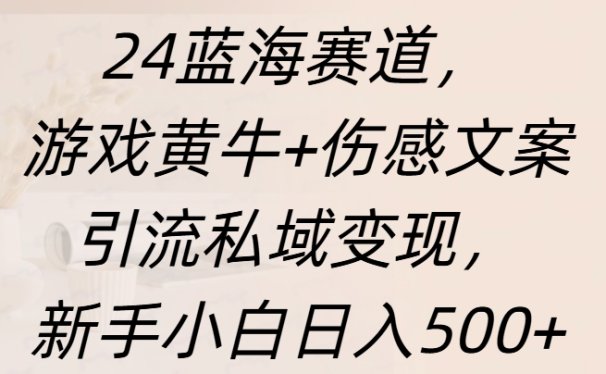 24蓝海赛道,游戏黄牛+伤感文案引流私域变现,新手日入500+