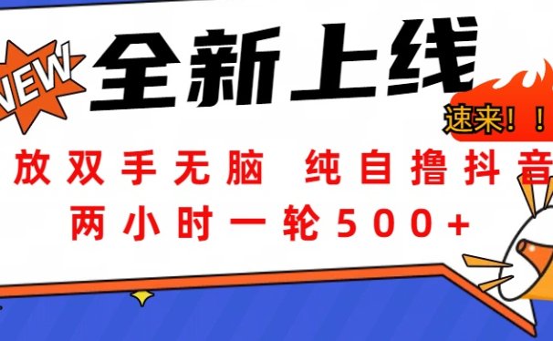 解放双手无脑 纯自撸抖音 两小时一轮500+