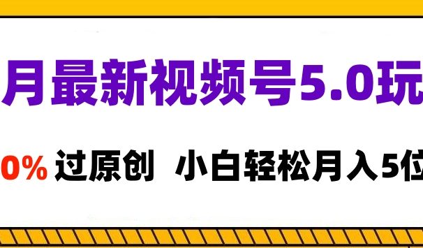11月最新视频号5.0玩法,100%过原创,小白轻松月入5位数