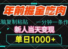 年前掘金吃肉,无脑复制粘贴,单日1000+,一分钟一条作品,新人当天变现