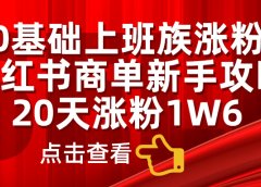 小红书商单新手攻略,20天涨粉1.6w,0基础上班族涨粉