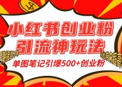 小红书创业粉引流神玩法,单图笔记引爆500+精准创业粉丝,私信狂潮接连不断,单条笔记轻松带来超高转化率!