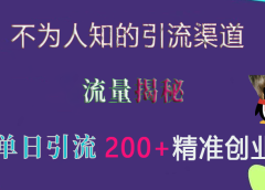 不为人知的引流渠道,流量揭秘,实测单日引流200+精准创业粉